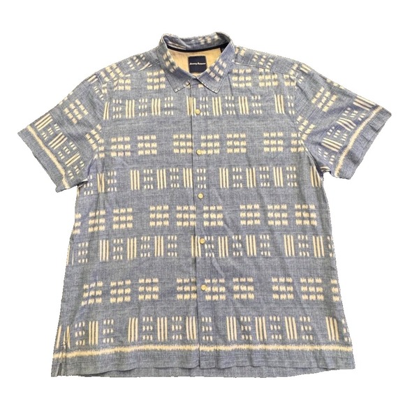 Tommy Bahama Other - Tommy Bahama Men's XXL Silk Cotton Blend Shirt Blue Pattern Short Sleeve